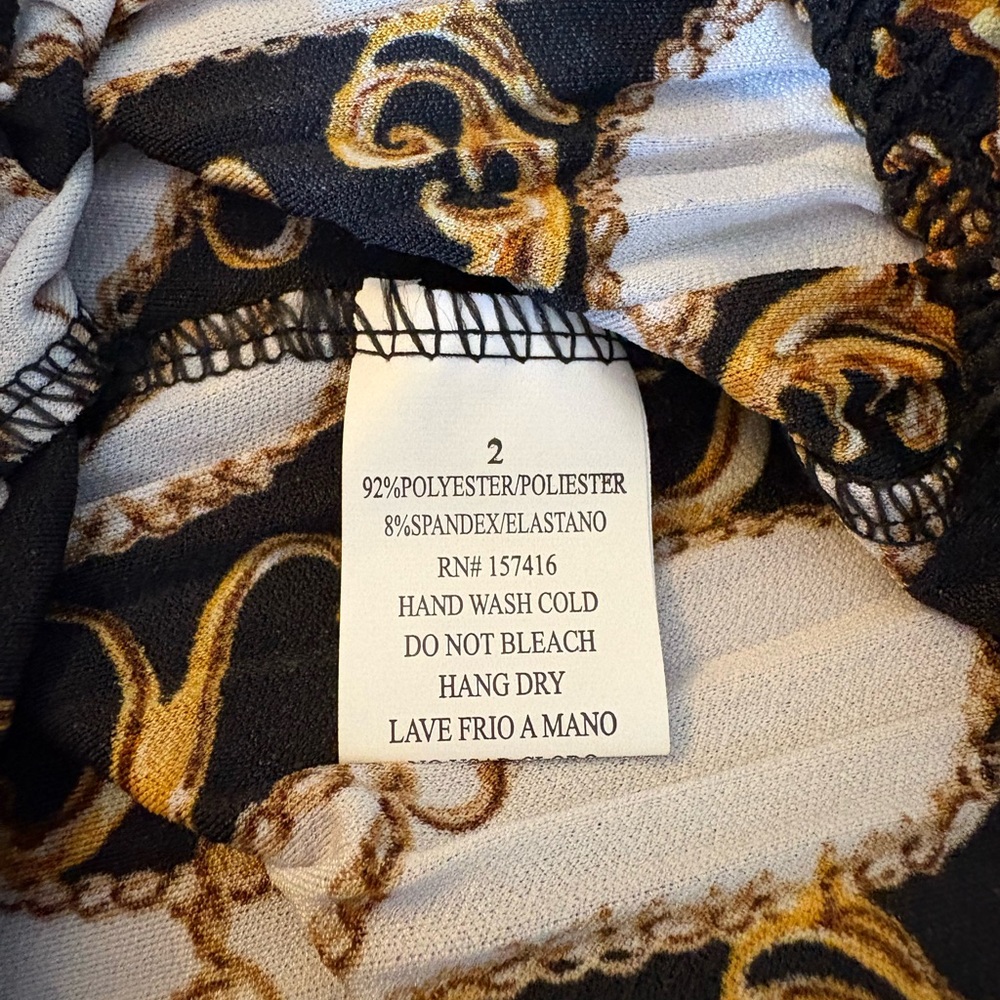 New Mix NWOT Black and Gold Wide Leg abstract pattern, 28" waist measurements - Picture 5 of 6